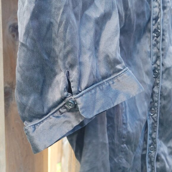 Le Chateau Black Silk Button Up Shirt Women's Size Large - Picture 3 of 8